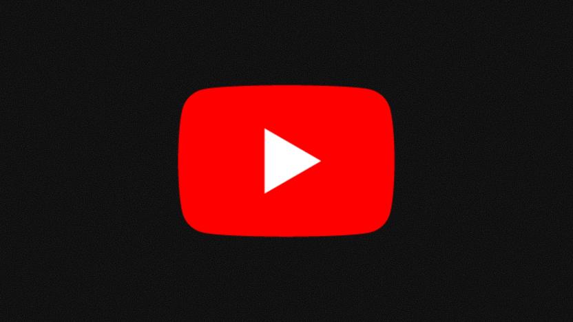 The red YouTube logo on a grainy black background
