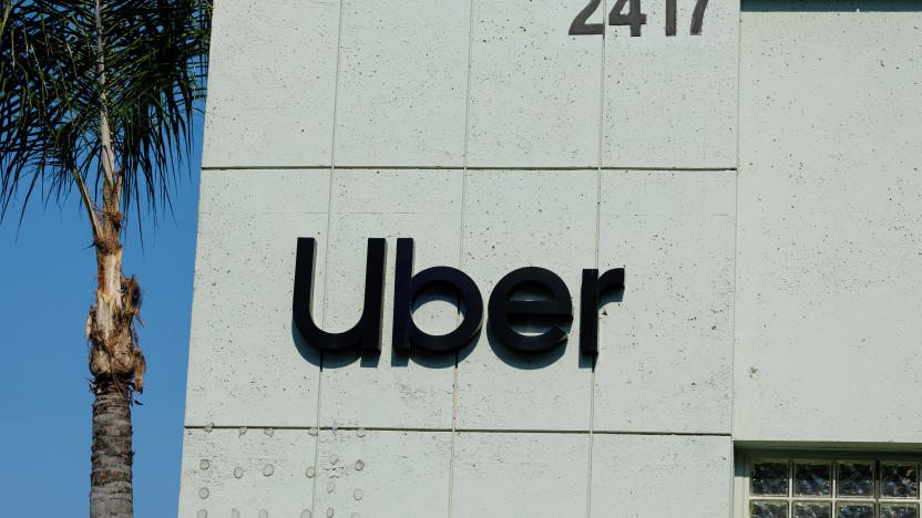 The Uber logo is shown on the building in Los Angeles, California, U.S., February 14, 2024. REUTERS/Mike Blake/File Photo